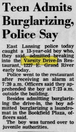 Varsity Drive-In (Los Tres Amigos) - March 1969 Article (newer photo)